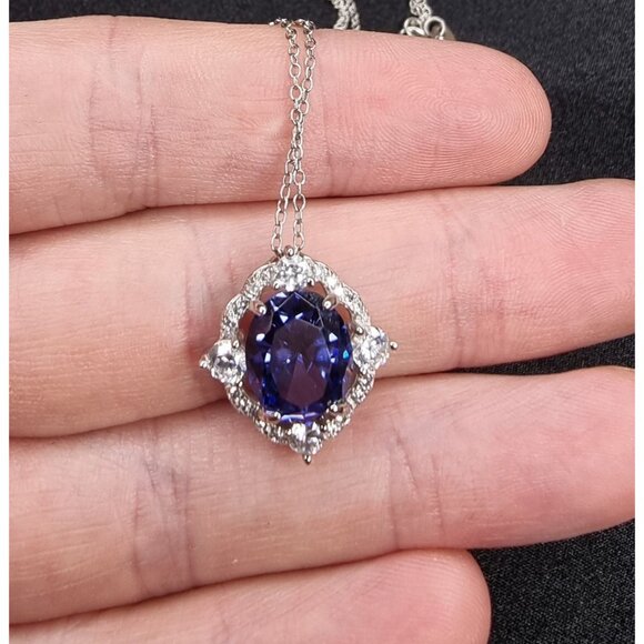 Rare Find Tanzanite FZN Signed 925 Sterling Silver Necklace - Picture 5 of 6